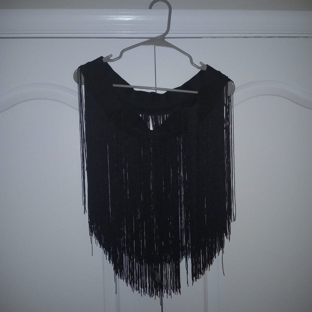 🖤 3XL Black Fringe Midi Skirt - Boho Rock & Roll Vibes! ✨